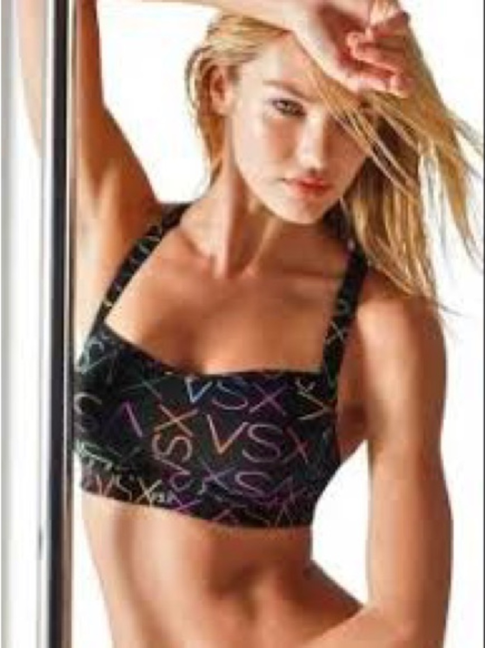 VICTORIA’S SECRET Black Racerback Underwire Sports Bra with Neon VSX Logo